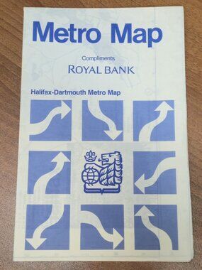 Royal Bank Halifax Dartmouth Metro Map 1970 Vintage City Street Guide